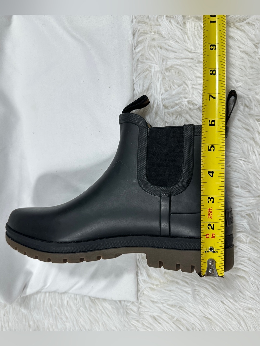 LL Bean Wellie Rugged Chelsea Rain Boots Womens 9 Black Waterproof Ankle Booties - Picture 9 of 12